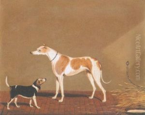 A Greyhound And A Beagle In A Stable