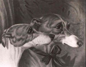 Heads Of Two Whippets by Edwin (of Bath) Loder
