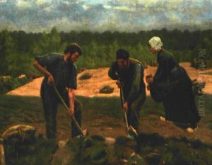 Bauern Bei Der Feldaufbereitung Nach Dem Roden by Hillegonda Femina Aleida Loder