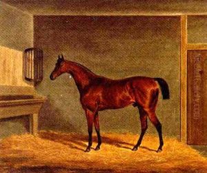 A Bay Racehorse In A Stable by James Loder Of Bath
