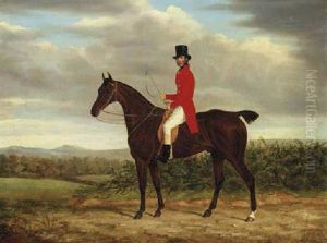 A Gentleman On His Bay Hunter In A Landscape by James Loder Of Bath