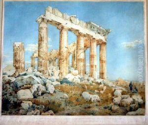 Kinnard Watercolour 'a View Made On The Acropolis....of The Temple Of Minerva' Signed 18.5 X 23in