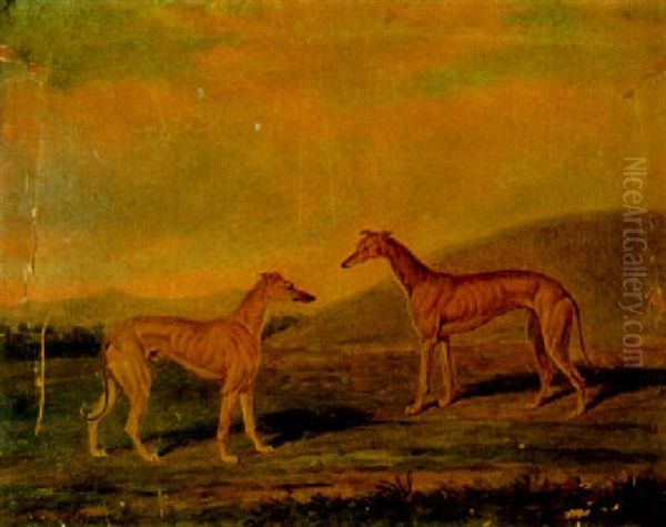 Two Greyhounds In A Landscape - view 1
