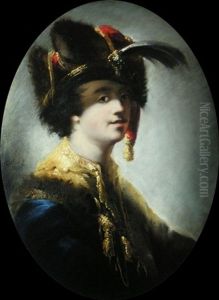 Portrait Eines Mannes In Orientalischem Gewand Und Kopfbedeckung Mit Einer Feder by Matthaeus Loder