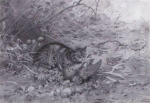 Wild Cat And Partdridge by George Edward Lodge