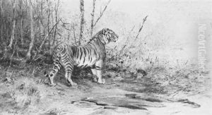 Tiger In A Landscape by George Edward Lodge