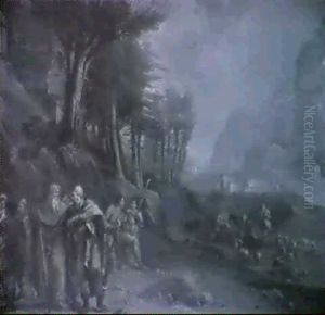 Italienische Landschaft Mit Figuren by Carlo Lodi