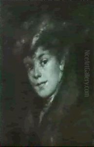 Dame Mit Hut Und Pelzkragen by Alfred Loeb