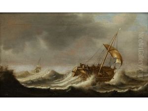 Schiffe Auf Sturmischer See by Jacob Gerritz Loef