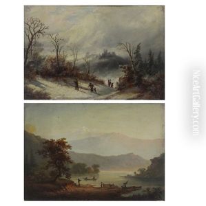Two Oil On Board Landscapes by Alexander Francois Loemans