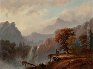 Indians By The Falls by Alexander Francois Loemans