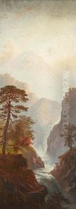Campfire And Landscape With Falls (pair)