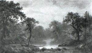 The Forest Pool by Alexander Francois Loemans