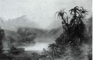 Lake View In The Tropics by Alexander Francois Loemans