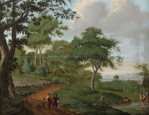Wanderer Auf Einem Waldweg An Gewasser
