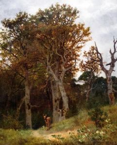 Pejzaz Lesny Z Sarna by Karl Bennewitz Von Lofen