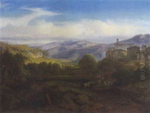 Blick Auf Olevano (?) by August Loeffler