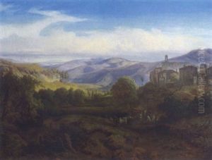 Blick Auf Olevano (?) by August Loeffler