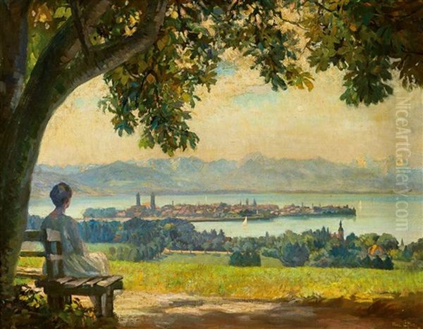 Unter Einer Alten Kastanie Hat Sich Eine Elegante Dame Im Schatten Des Baumes Zur Rast Niedergelassen - view 1