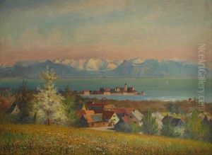 Blick An Einem Fruhlingstag Auf Schlos Und Kirche, Wasserburg-malerwinkel Am Bodensee