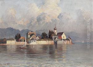 Blick Vom Malerwinkel Auf Die Halbinsel Wasserburg An Einem Prachtvollen Sommerabend