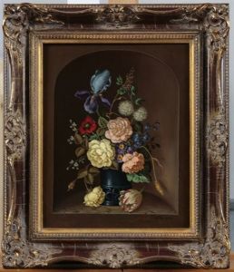 Blumenstilleben In Einem Erkerfenster by Franz Loeffler