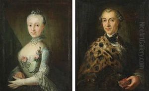 Portraits Of Silver And Goldsmith Sivert And Marie Thorsteinsson, Born Marie Larsdatter Ottesen (pair)