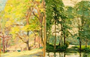 Spring Landscape (+ Another; 2 Works) by Robert Henry Logan