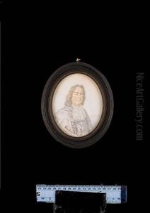 A Gentleman, Wearing Grey Cloak Over Coat, White Chemise And Tied White Lace Cravat by David Loggan