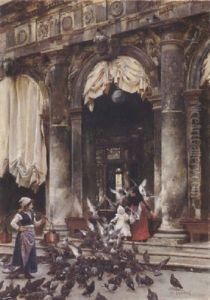 Feeding The Birds Outside Florian's, St. Mark's Square, Venice