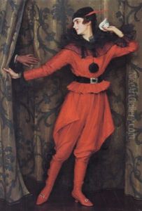 The Artists Daughter, Mary, As A Pierrot by Logsdail William