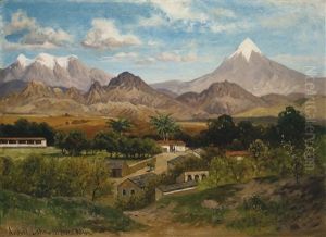 Vista De Cuernavaca Con Los Volcanes Popocatepetl E Iztaccihuatl by August Loehr
