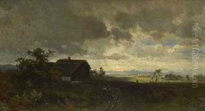 Voralpenlandschaft Bei Aufziehendem Wetter by August Loehr