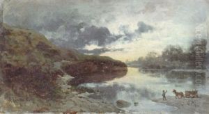 Isarlandschaft Mit Blick Auf Munchen by August Loehr