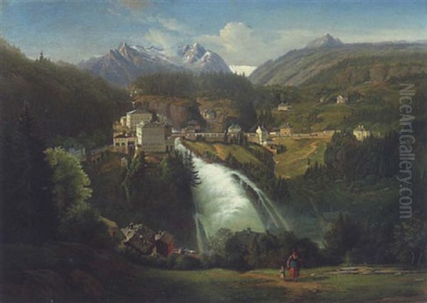 Bad Gasteiner Panoramaansicht Mit Dem Wasserfall - view 1