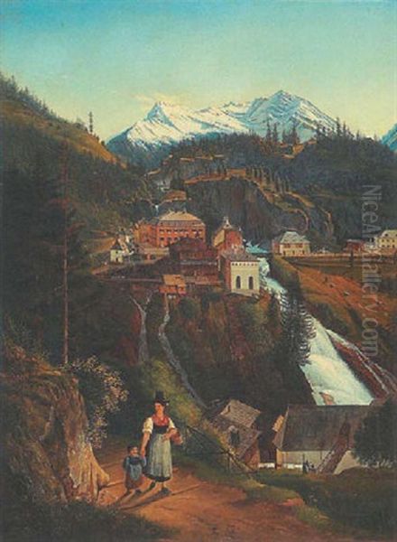 Gastein Mit Dem Wasserfall Und Figuraler Staffage - view 1