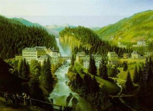 Ansicht Von Bad Gastein Mit Blick Auf Die Waldpromenade by Emil Ludwig Lohr