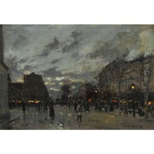 Pariser Boulevard In Der Abenddammerung by Luigi Loir