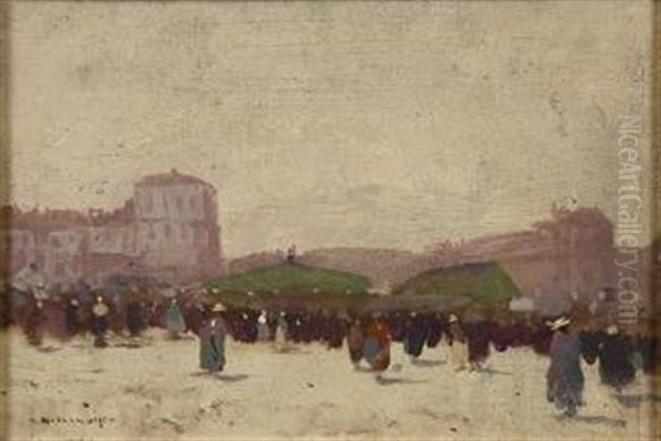 French Market Scene With Figures - view 1