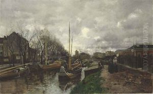 Bateaux Sur Un Affluent De La Seine by Luigi Loir