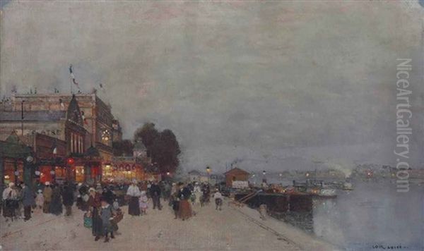 A Crowd In Front Of A Theatre On The Bank Of The Seine - view 1