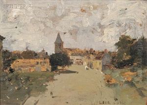 Artist Painting En Plein Air (+ View To A Town; 2 Works)