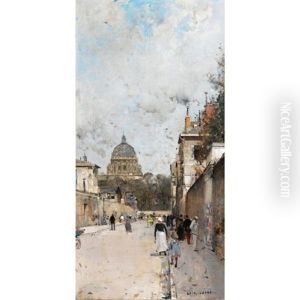 La Rue Du Val De Grace, Le Dome De L'eglise Du Val De Grace A L'arriere Plan by Luigi Loir