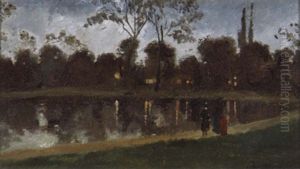 Abendspaziergang Am See (im Bois De Bologne) by Luigi Loir