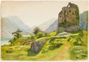 Mountain Landscape With Ruin by Albert Nikolaevich Benois