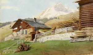 Mountain Landscape With Farmhouse(davos) by Albert Nikolaivich Benua