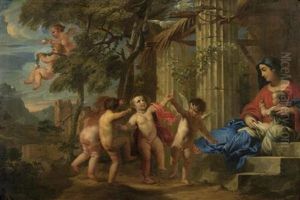 Madonna Mit Kind Und Tanzenden Putten by Nicolas Loir