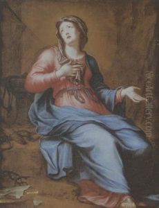 La Vierge De Douleur Entouree Des Instruments De La Passion Du Christ by Nicolas Loir