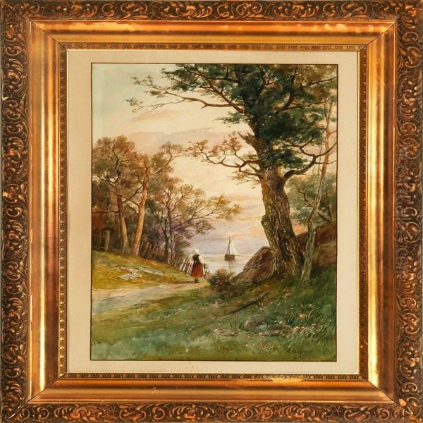 Coastal Scene With A Girl On Her Way To The Beach - view 1