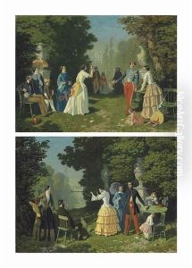 Divertissements D'ete Dans Les Jardins Des Tuileries, Paris (pair) by Leon Henri Antoine Loire